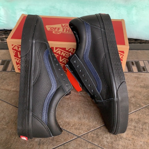 VANS OLD SKOOL LEATHER POP BLACK/DRESS BLUES WMNS - Picture 8 of 14